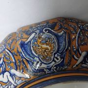 Coupe à anses en faïence Gien décor Francois 1er, 1860