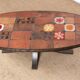 Lava stone, ceramic and steel coffee table by Jean Jaffeux 1960.