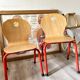 Paire de chaises enfant bois et metal rouge