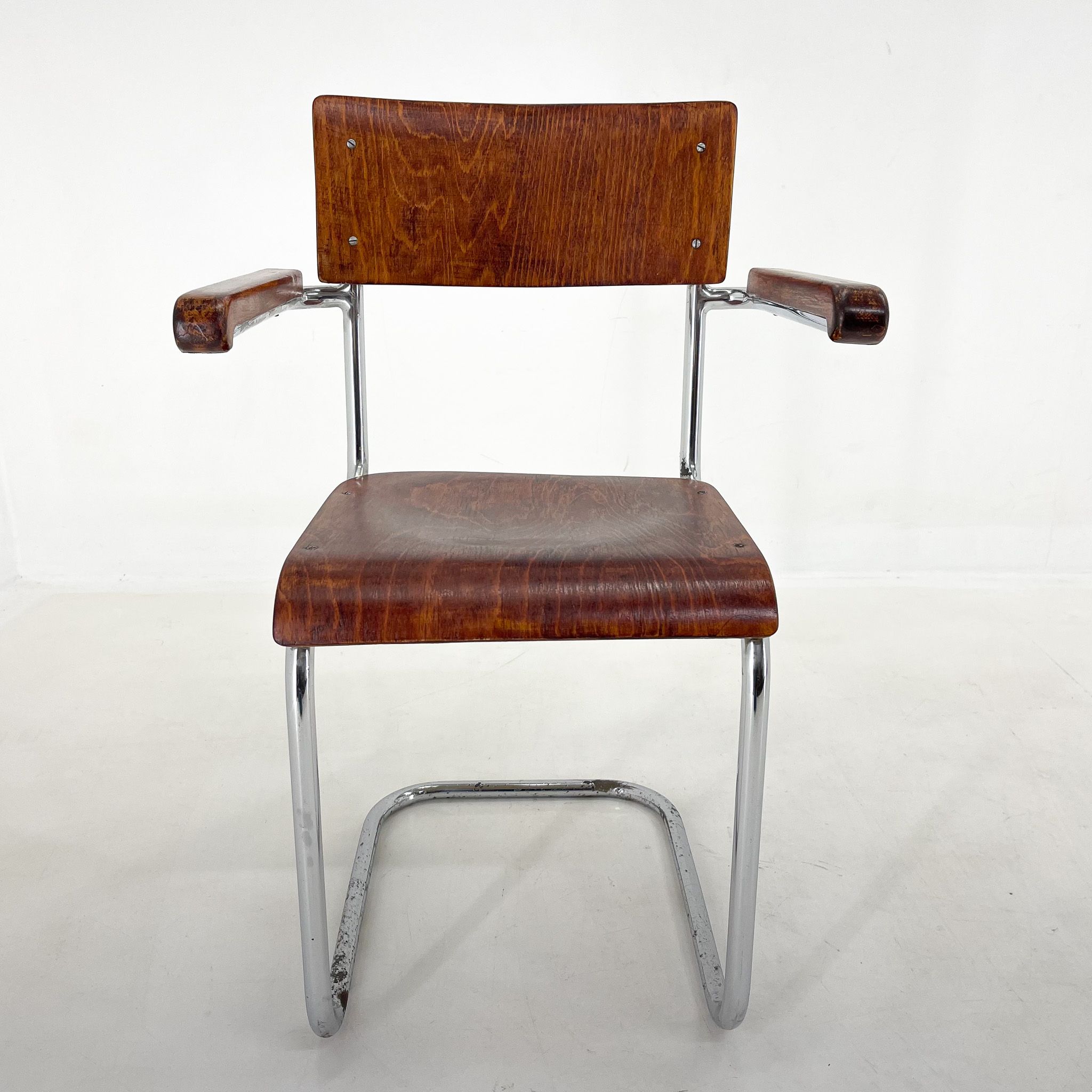 1960's Chrome Tubular Chair with Armrests