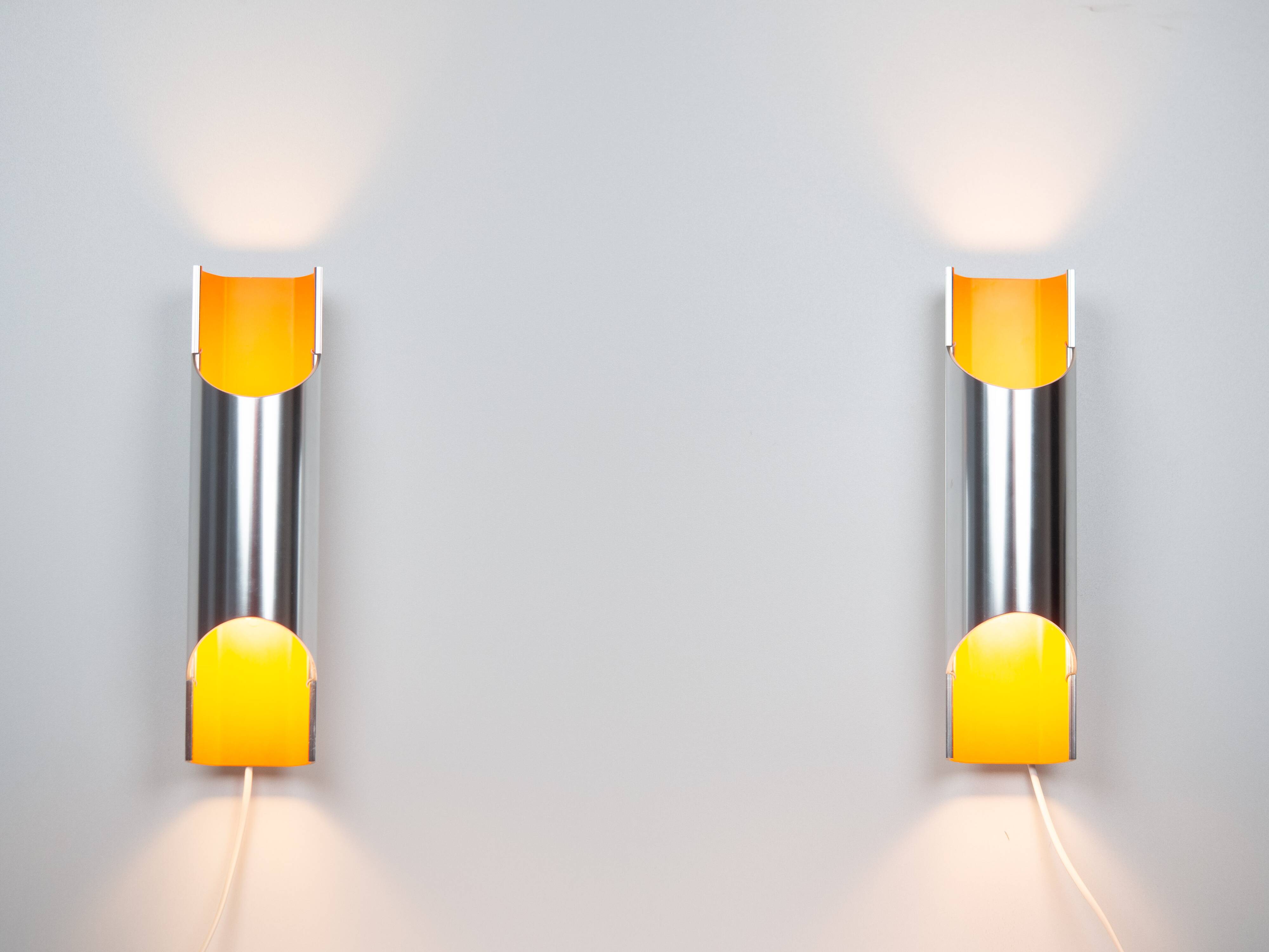 Pair of Danish vintage wall lamps Pandean by Bent Karlby, Lyfa, 1960s