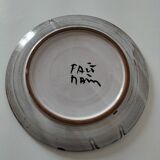 Assiette grès émaillé motif floral