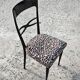 Set de 6 chaises salle à manger Mid Century laque noire peluche imprimé léopard