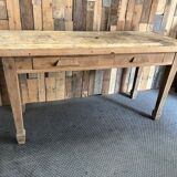 Farmhouse table with drawers in raw wood