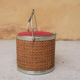 Vintage rattan ice bucket by Kraftware N.Y.C.