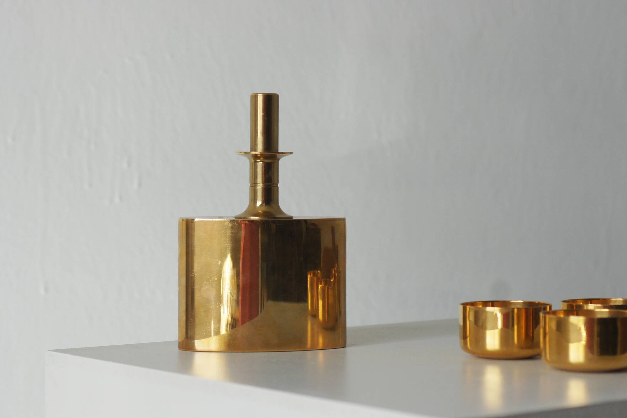 Gold-Plated Brass Set by Pierre Forssell for Skultuna, Sweden, 1970s, Set o