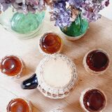 Carafe and 6 vintage tumbler glasses