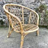 Woven rattan armchair, 1960