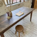 1950s oak farmhouse table with spindle legs