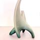 White and Green Ceramic Flower Vase Sculpture attr. to Vibi, Turin, Italy