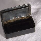 Antique snuff box, black and gold, Napoleon III style, 6cm
