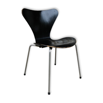 Chaise noire 3107 série papillon Arne Jacobsen pour Fritz Hansen, vintage 1950