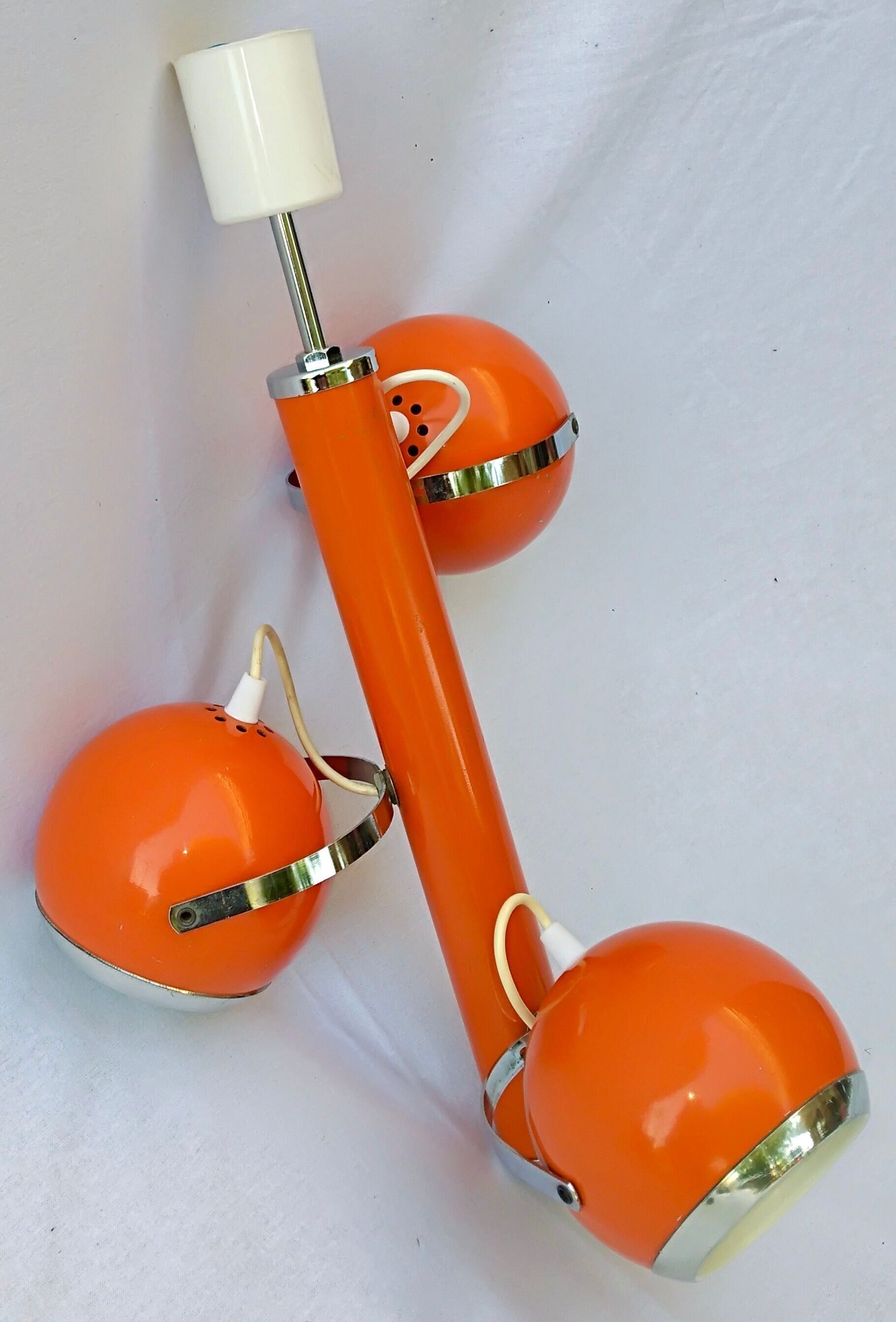 Chandelier with adjustable balls 70s model "eyeball" orange