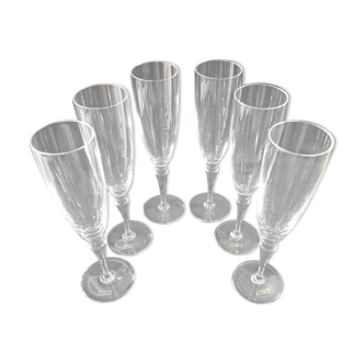 Cristal Saint Louis 6 flutes a champagne modele grand lieu - new 24.5 cm