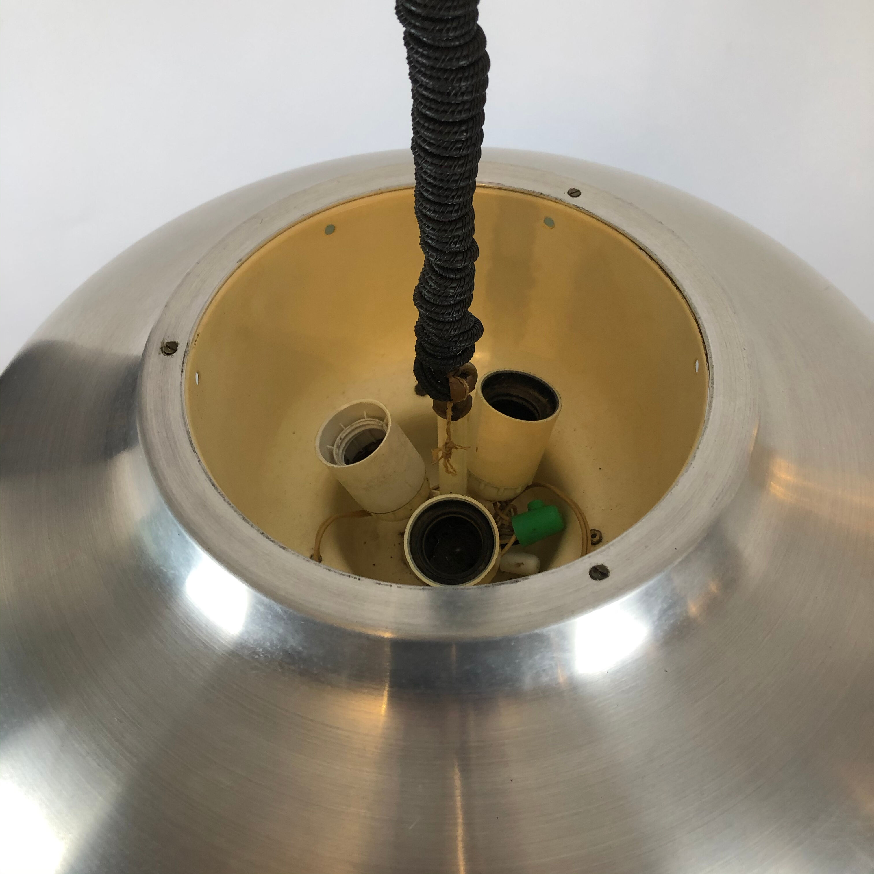 Oscar Torlasco for Lumi, large Italian pendant light with adjustable glass from 50s