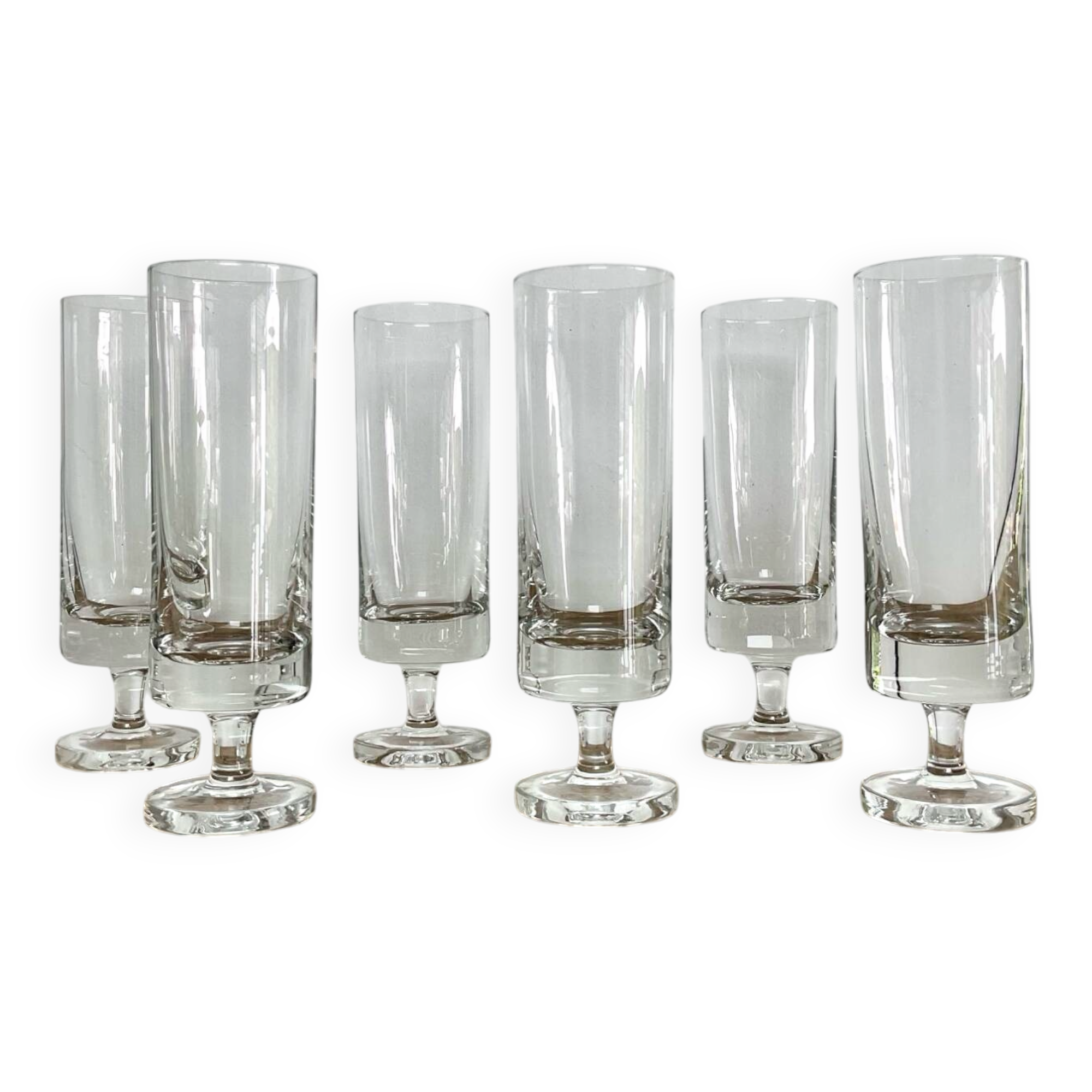 6 vintage champagne flutes