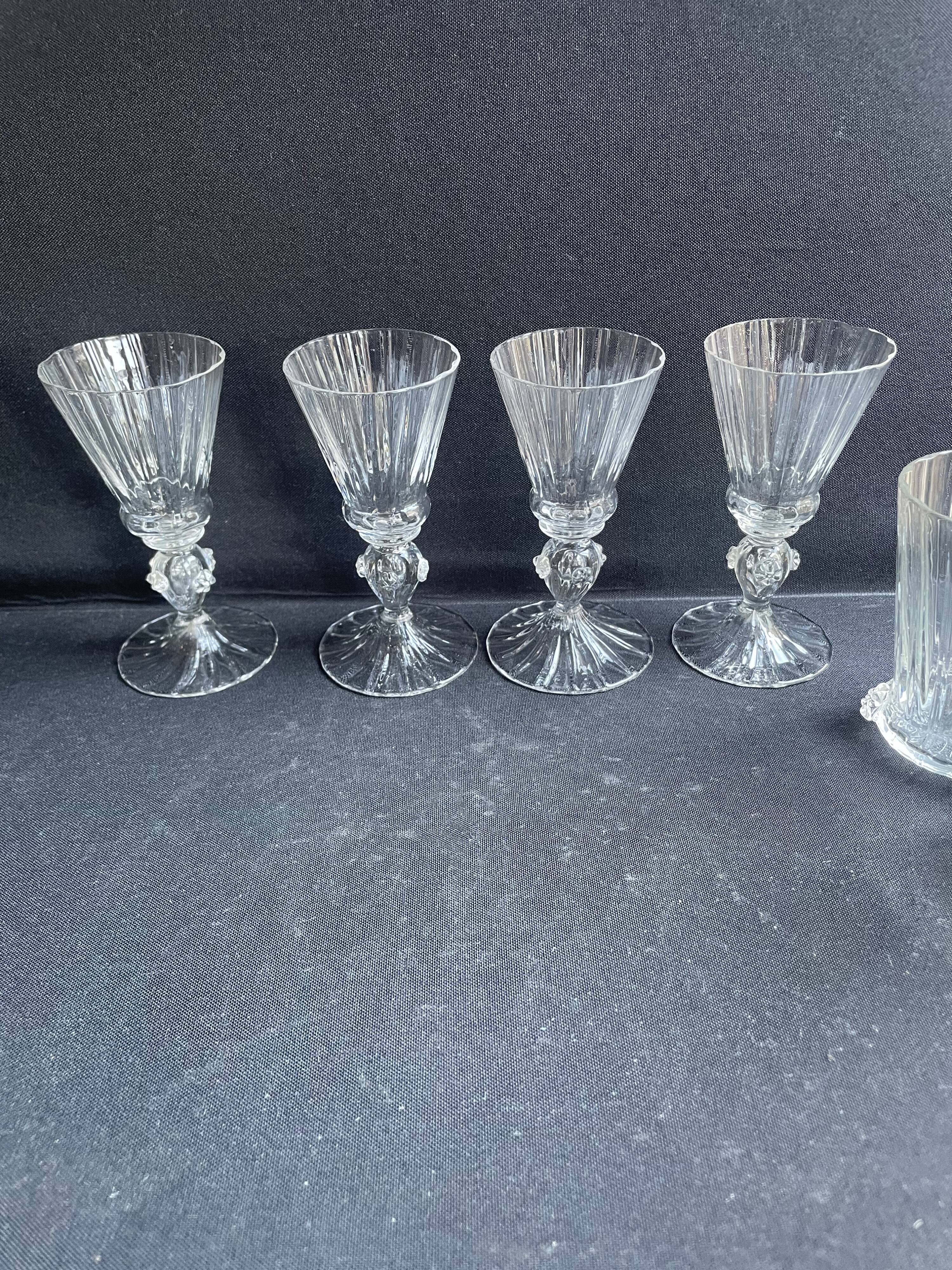 6 Daum Florentine service glasses – late 19th century