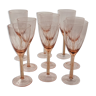 9 verres roses vintages 50 verre ciselé