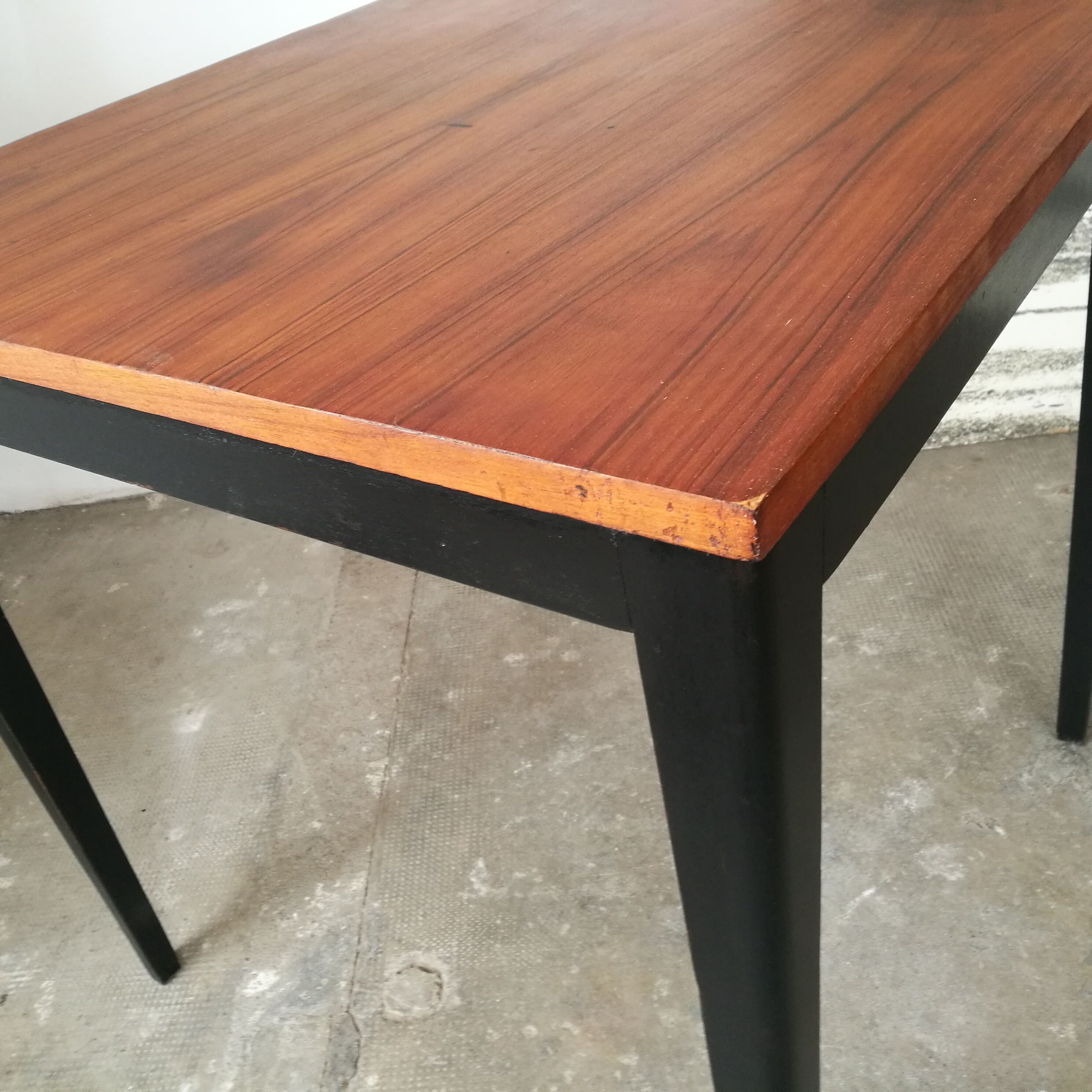 Scandinavian square table, spindle feet