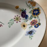 Vintage oval dish in white Limoge porcelain signed TLB flowers