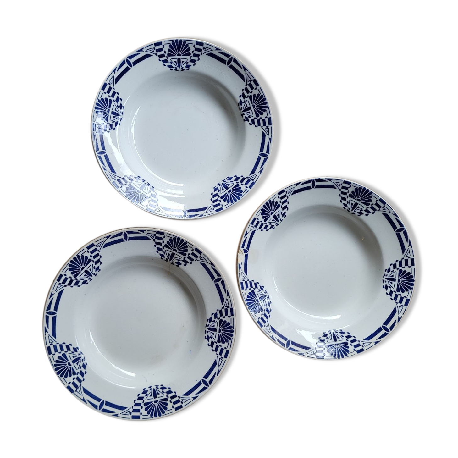 Set of 3 hollow plates Orchies Moulin des Loups Palmes
