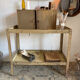 Beige metal shelf