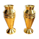 Pair of old art deco brass vases