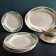 French vintage set of 4 plates, sauce boat and platter, from Longchamps, Cannes model