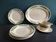 French vintage set of 4 plates, sauce boat and platter, from Longchamps, Cannes model