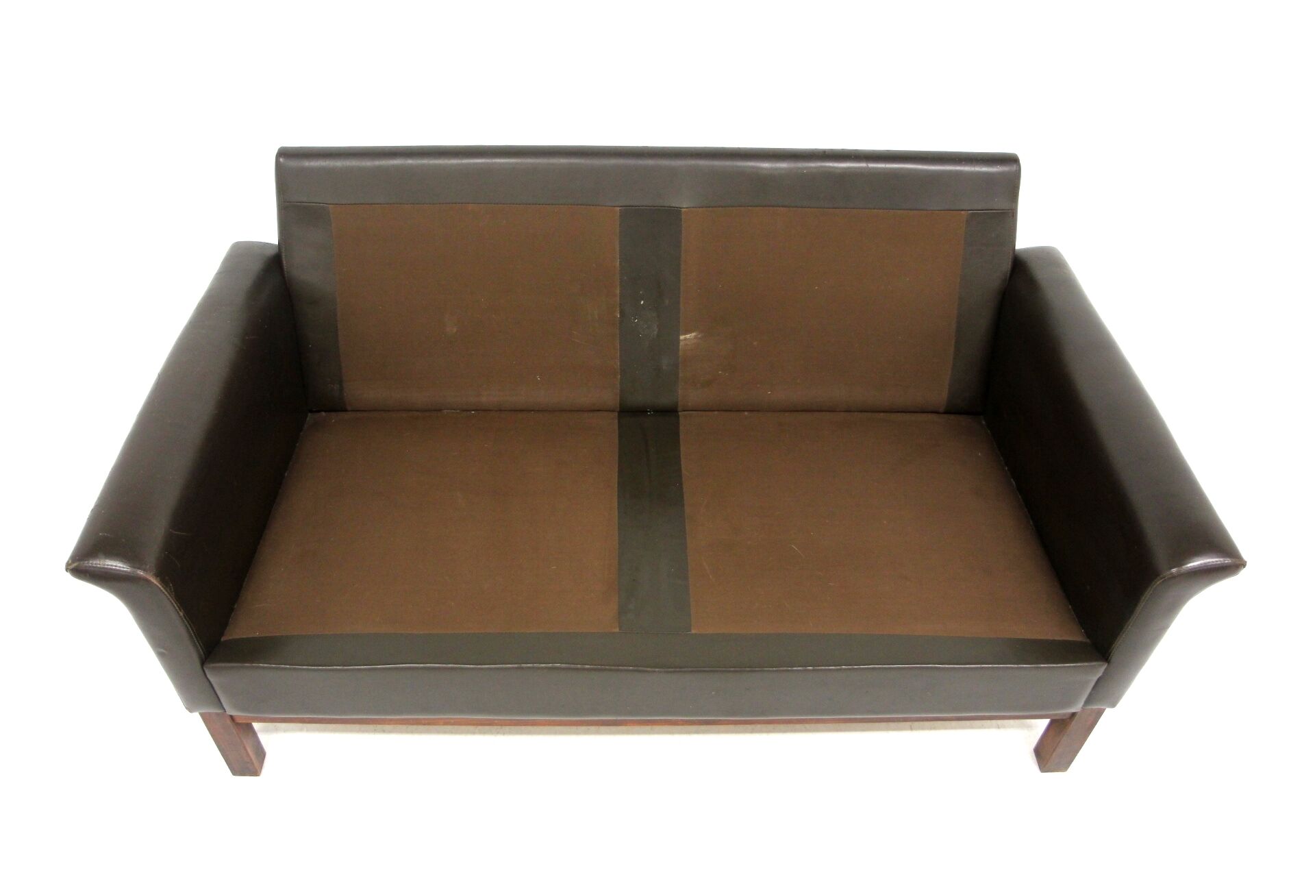 Scandinavian leather sofa 2 seater, Sweden, 1950