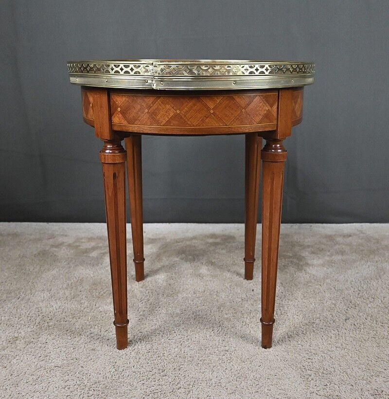 Small bouillotte table in marquetry – mid 20th century