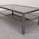 Table basse à 2 plateaux en inox brossé et verre fumé, France vers 1970
