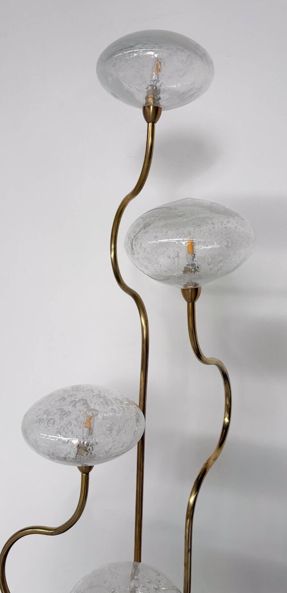 Contemporary Floor Lamp, Brass and Glass, Italy