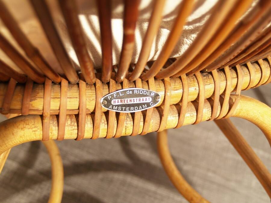 Rohe Noordwolde (Dutch design) vintage rattan armchair from the 1960s