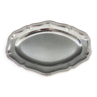 18th century filet model silver dish with Farmers General hallmarks and monogram