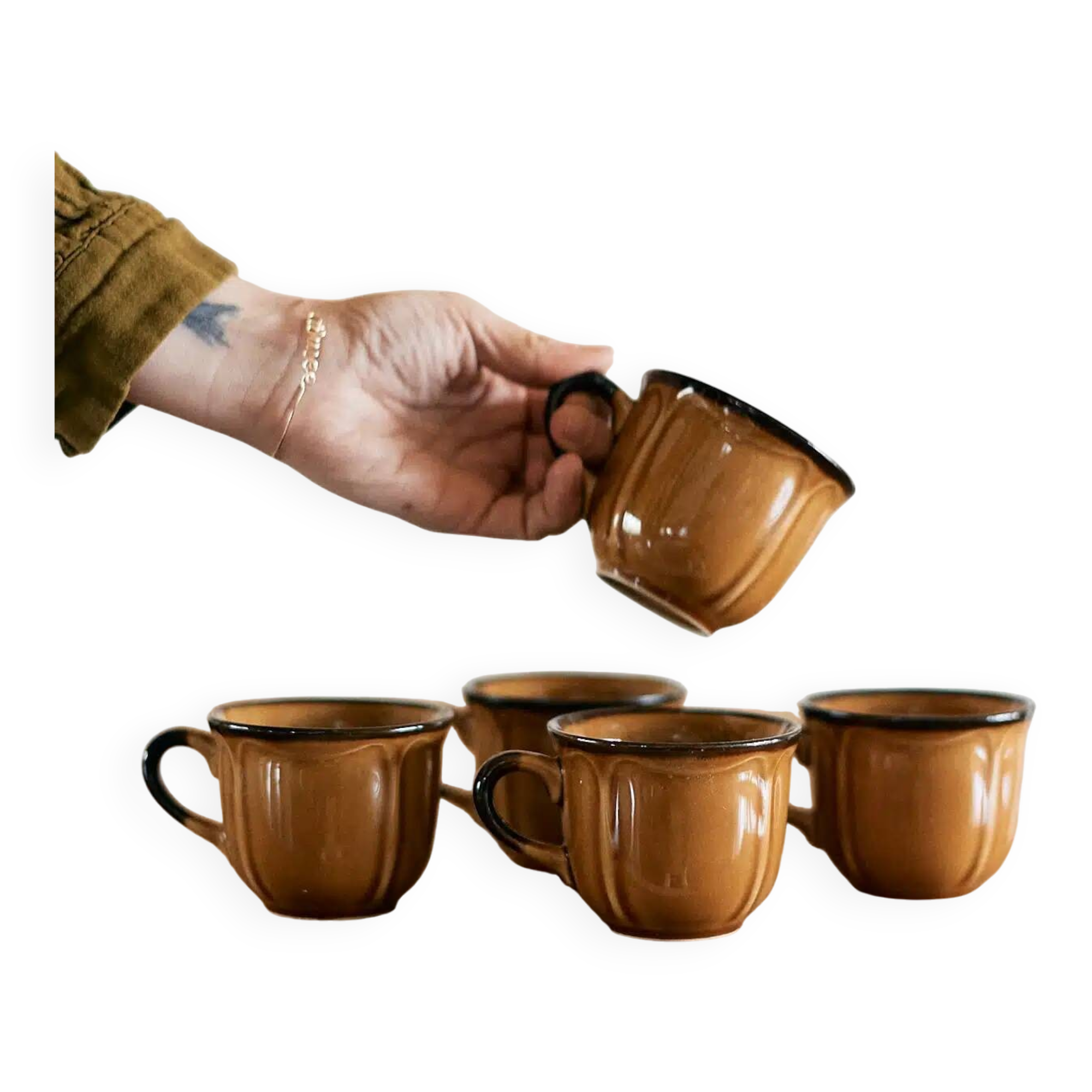 Set of 5 camel coffee cups "Arum"