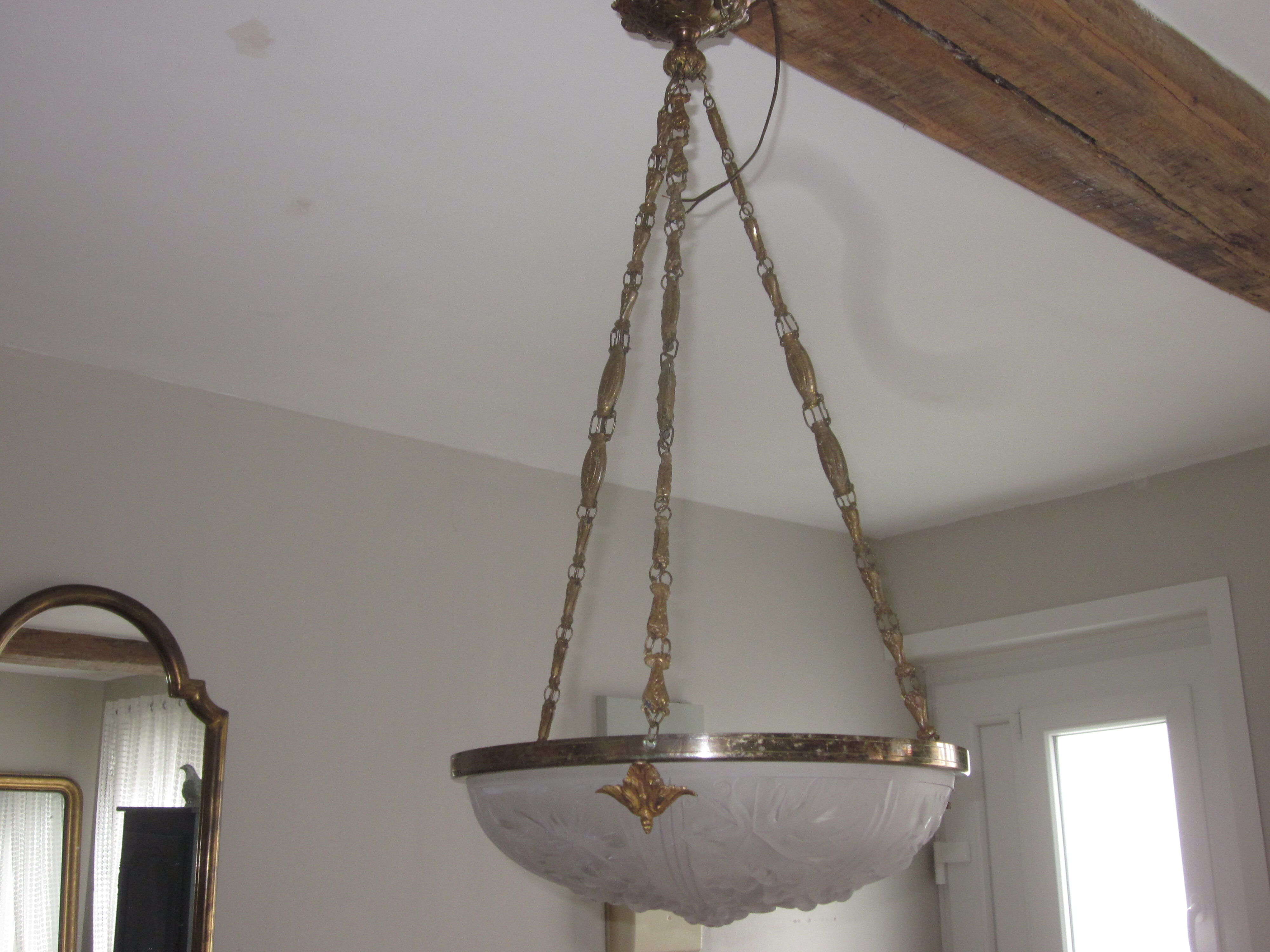 Suspension des annèes 30 en verre moulè
