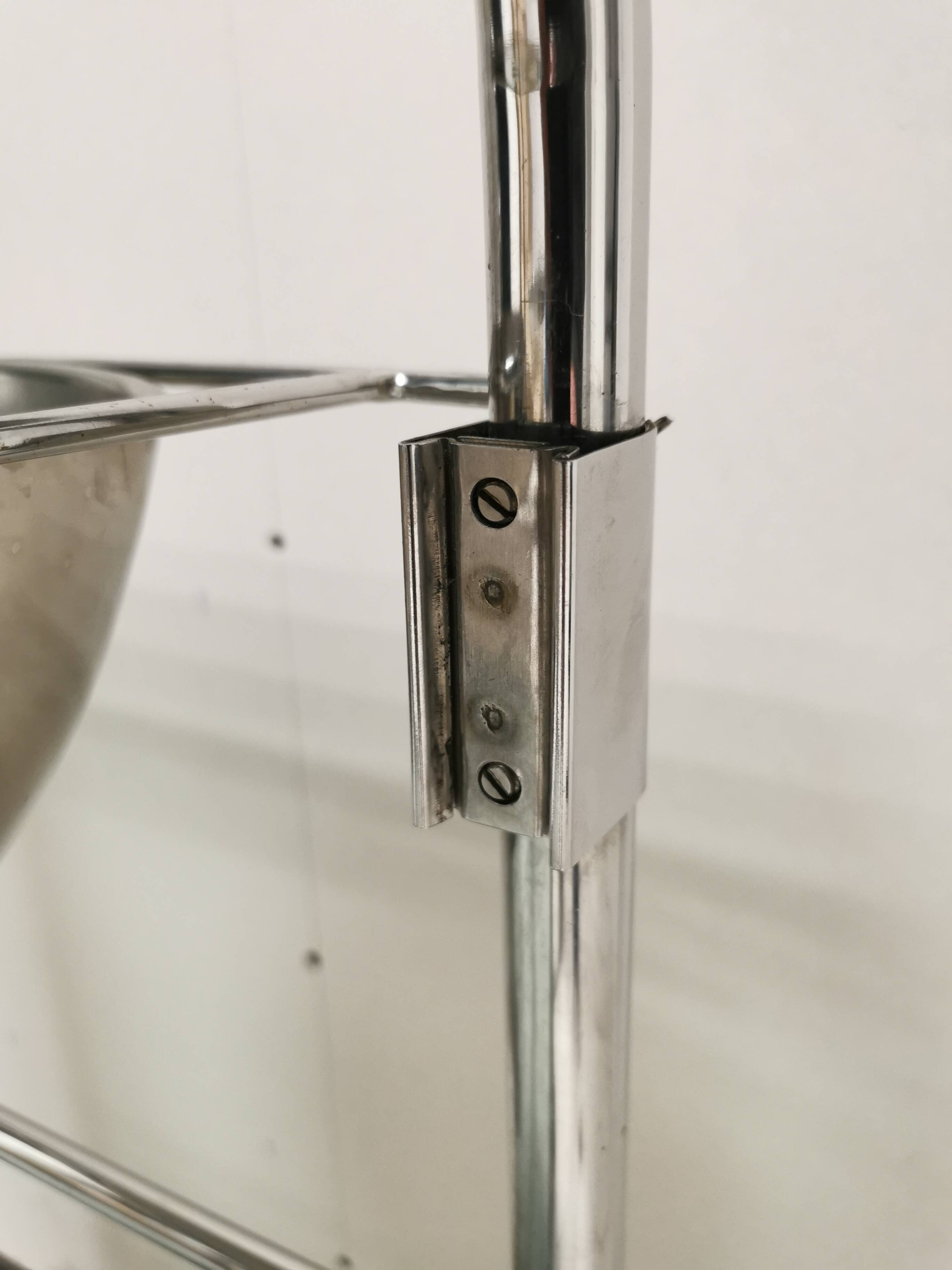 Desserte Médicale , Inox et verre fumé , Table de médecin design vintage 70's