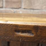 Brutalist console in solid wood worked with gouge & wrought iron, France 1950s