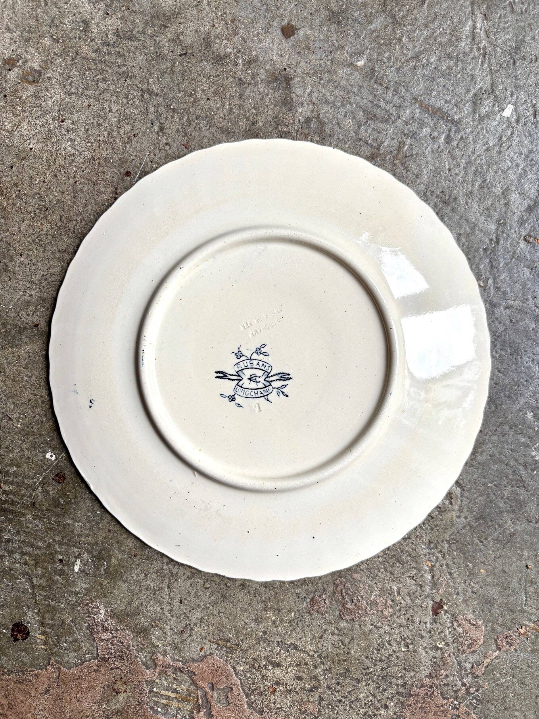 Longchamp ironstone dinner plate, "Ribbons" service