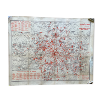 Map of Paris and its transports between 1930 and 1940 - STCRP