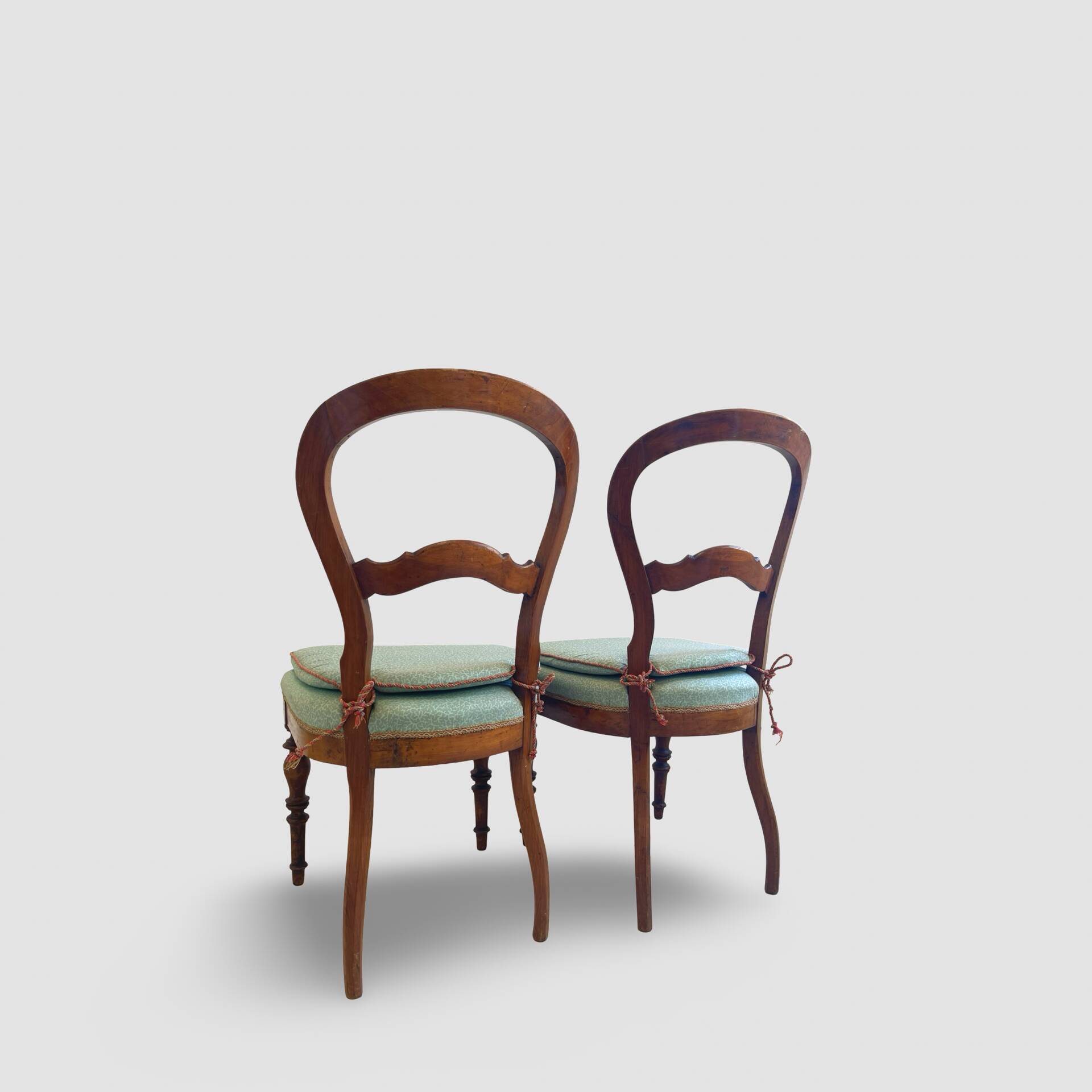 Antique Victorian era ballon back chairs and stool