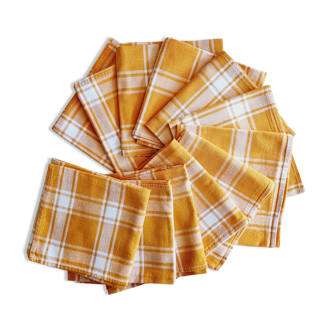 6 serviettes de table à carreaux orange