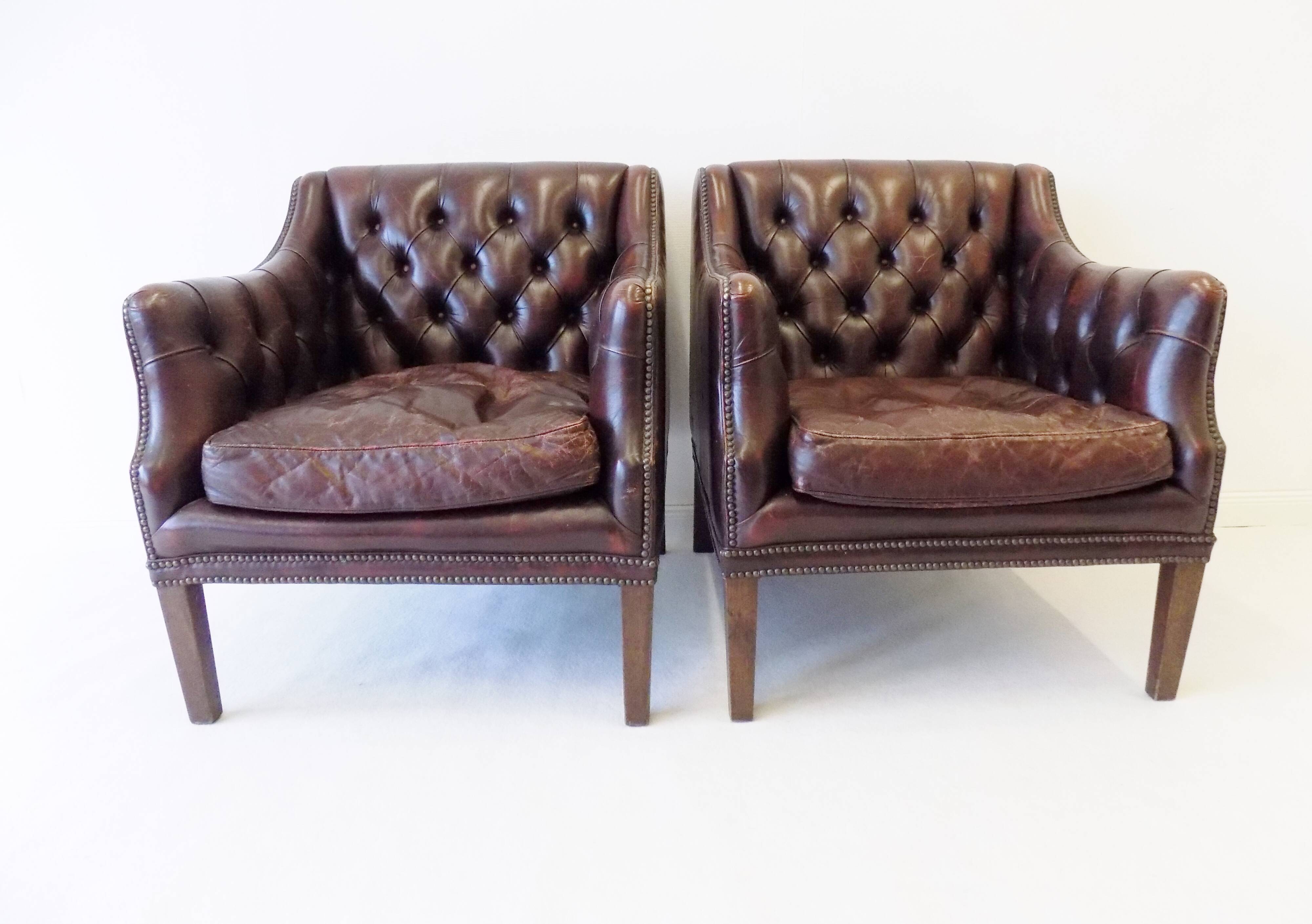 Millbrook chesterfield club chairs set -original 60s- pair