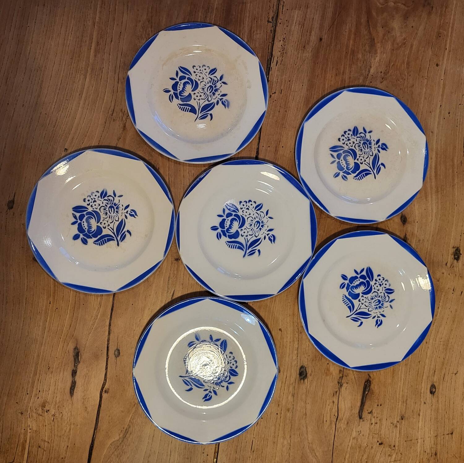 Set of 6 Blue Flower 1920 plates