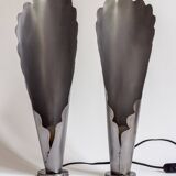 Pair of brushed steel lamps⎮60s, 70s