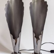 Pair of brushed steel lamps⎮60s, 70s