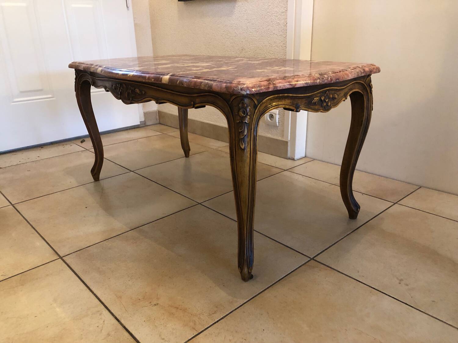Pink marble coffee table