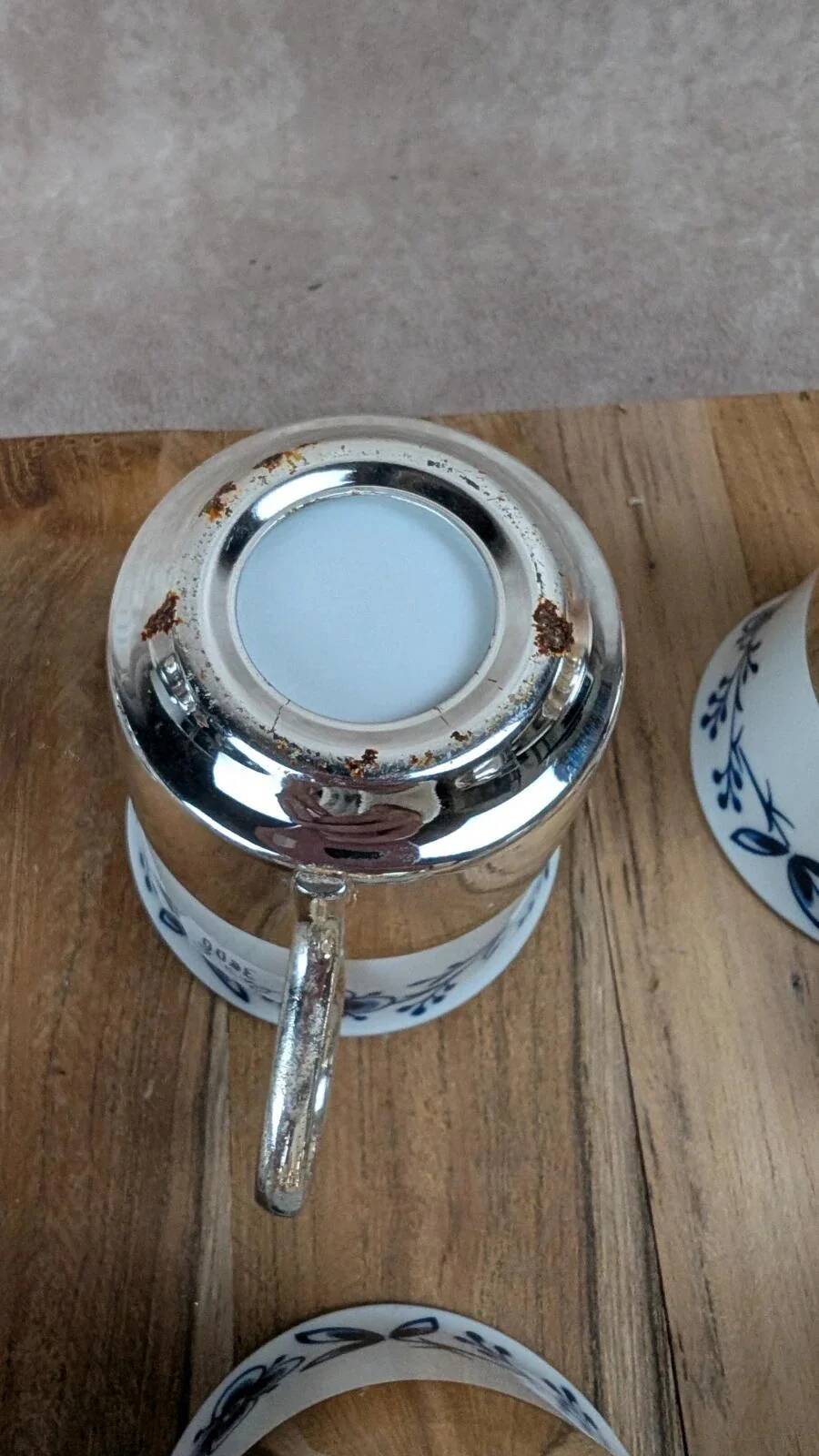 Set of 6 vintage porcelain and silver-plated cups