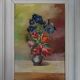 Oil painting on wood of wild flowers signed Meimon.